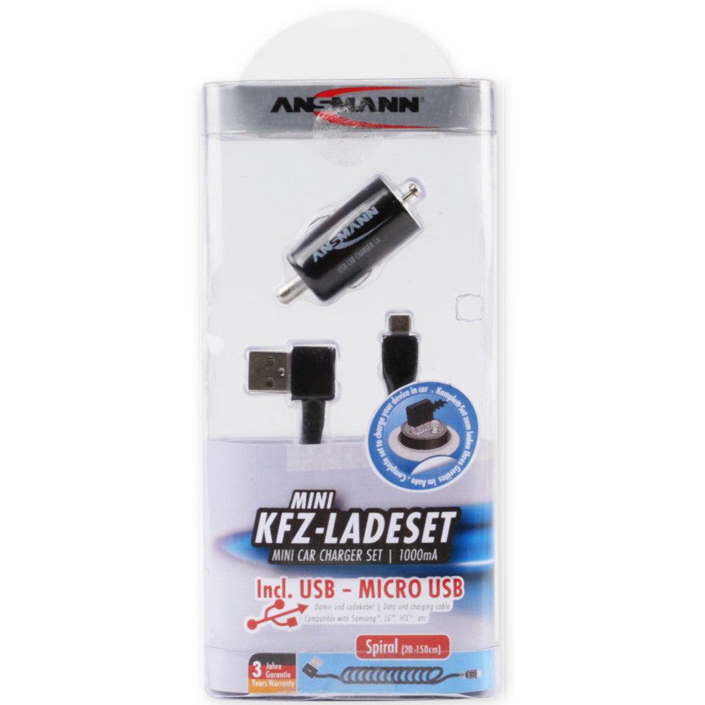 USB Car Charger 1A + Micro USB cable