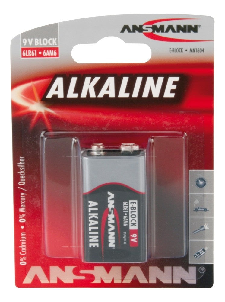 Alkaline Battery 9V Cell, 1 pc blister packaging