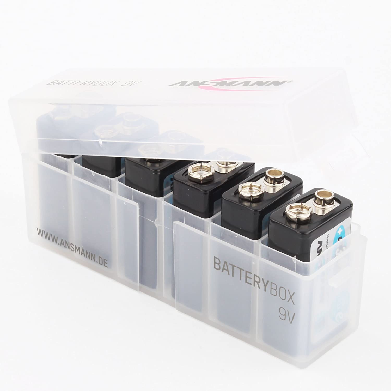 ANSMANN Rechargeable 9V Battery 300mAh pre-Charged Low Self Discharge 9Volt NiMH Rechargeable Battery (12-Pack) + 2X Batterybox for 9V