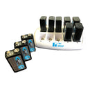 LMS 10-Bay 9V Smart Battery Charger Bundle with 10 Ansmann 300 mah 9V Batteries