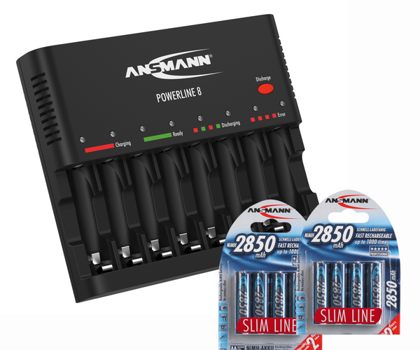 Ansmann Powerline 8 Battery Charger Slimline 2850 Bundle