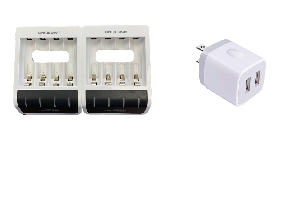 ANSMANN 2x Comfort Battery Charger Bundle for 8X NiMH AA/AAA Batteries - with Perfect 7 Charging Technology & Repair Mode