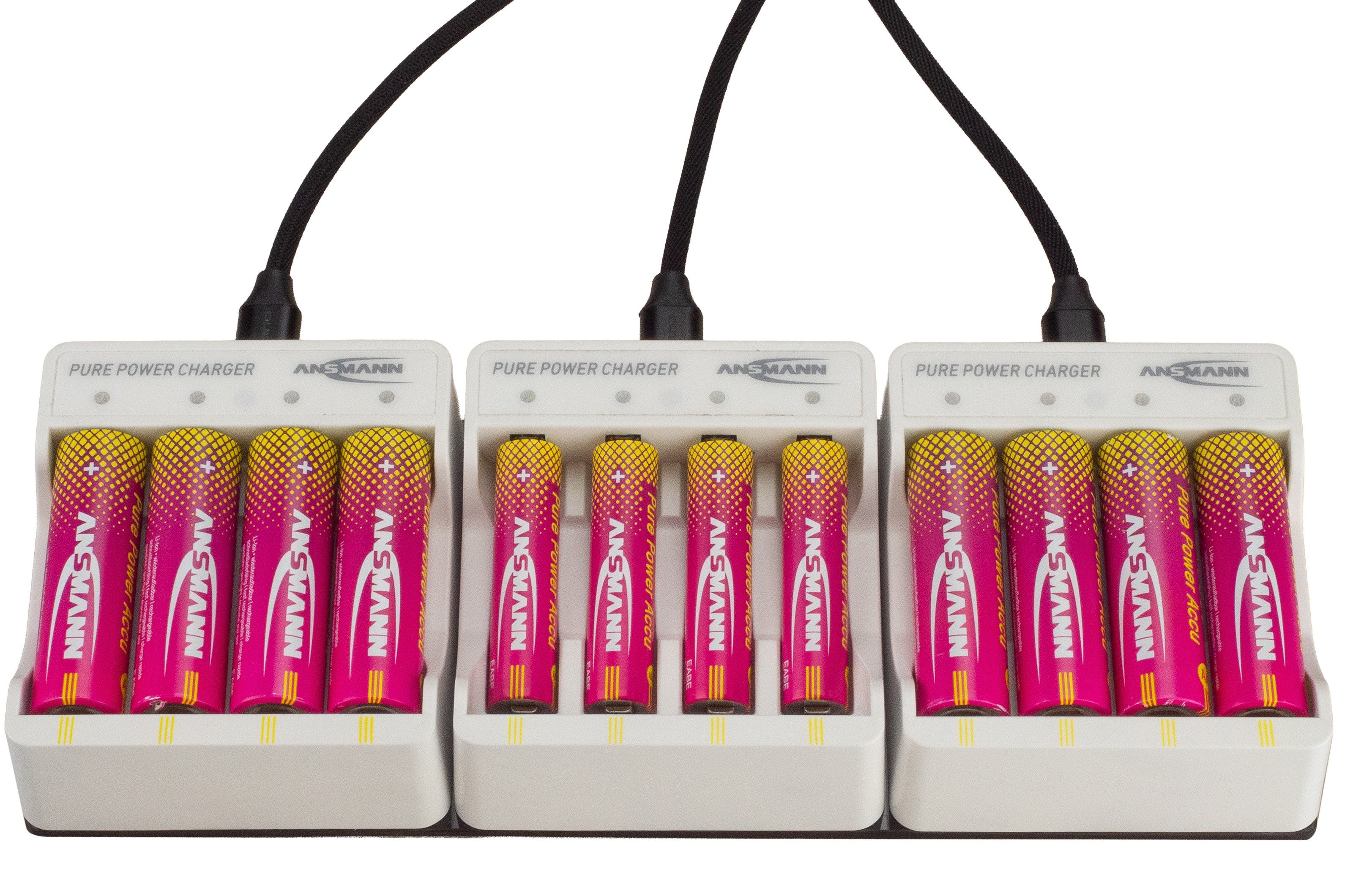 Ansmann Pure Power 12 channel charger with 3-way usb-c cable