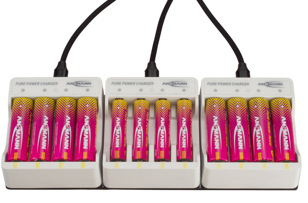 Ansmann Pure Power 12 channel charger with 3-way usb-c cable