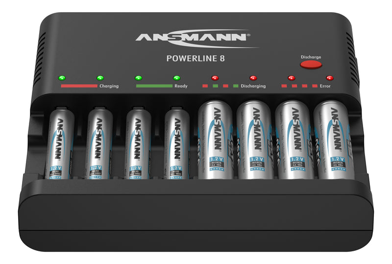Ansmann Powerline 8 with 8 Fujitsu AA Low Discharge Rechargeable Batteries