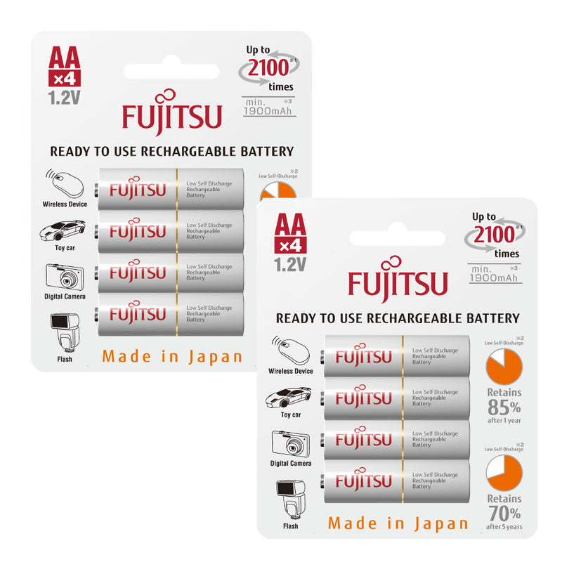 8 FUJITSU READY-TO-USE HR3UTC AA RECHARGEABLE BATTERY NIMH 1.2V MIN. 1900MAH MADE IN JAPAN