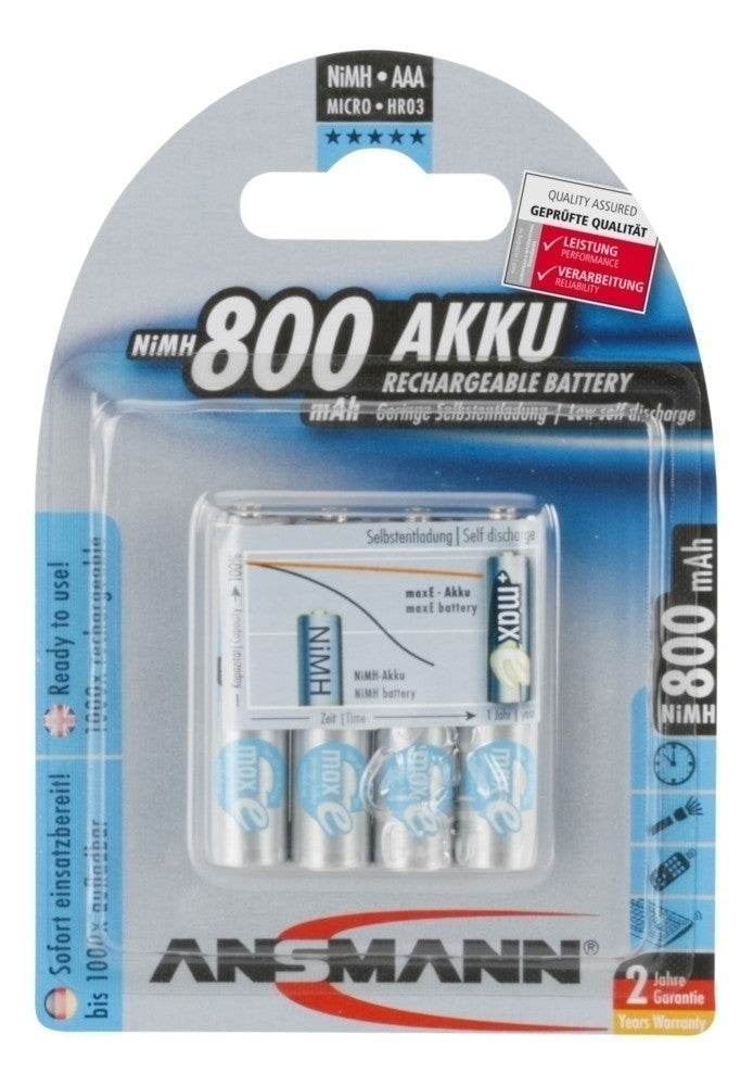 Ansmann Max E AAA 800 4pk Low Self Discharge