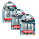 ANSMANN HYBRID AA 2850 MAH HIGH CAPACITY RECHARGEABLE BATTERIES -12 PK