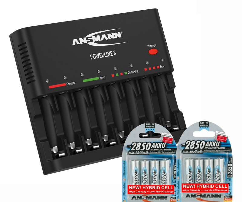 Ansmann Powerline 8 Battery Charger 2850 Hybrid Bundle