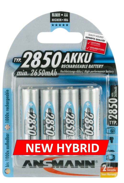 ANSMANN HYBRID AA 2850 MAH HIGH CAPACITY RECHARGEABLE BATTERIES -12 PK