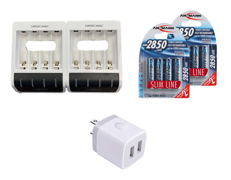 ANSMANN 2x Comfort Battery Charger Bundle for 8X NiMH AA/AAA Batteries - with Perfect 7 Charging Technology & Repair Mode