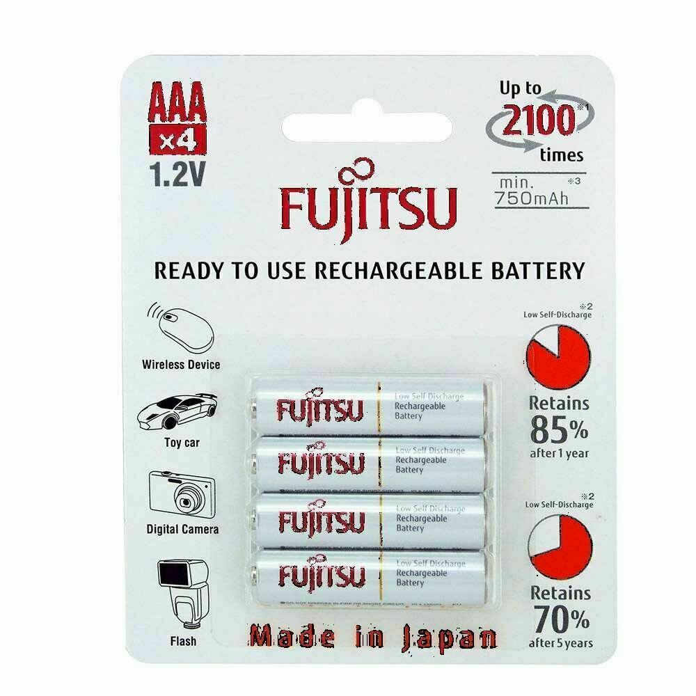 Fujitsu HR4UTC AAA Rechargeable Battery NiMH 1.2V 800mAh (Min. 750mAh) Made in Japan